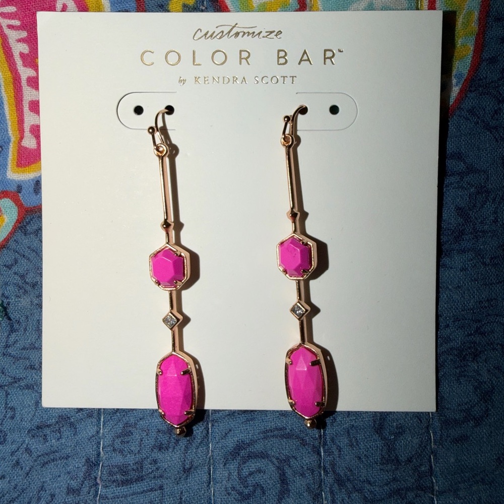 Kendra Scott Magenta Magnesite Rose Gold-Tone Earrings